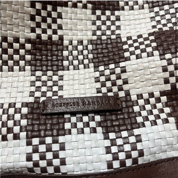 Loeffler Randall Mallory Leather Woven Crossbody Bag Brown White - Flawed - Picture 3 of 7
